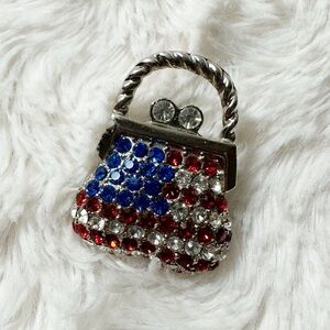 Rhinestone American Flag Purse Pin